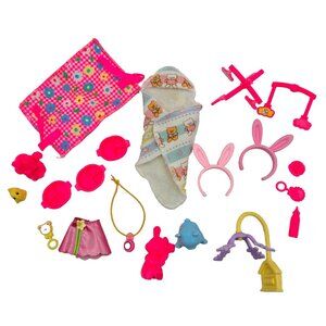 Barbie Baby Kelly Krissy Accessories Doll Pink Mobil Towel Rattle Dishes Toys Ma